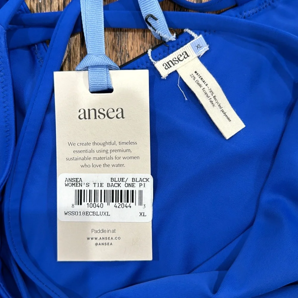 NWT ANSEA THE REVERSIBLE TIE BACK ONE PIECE IN BLACK AND BLUE - Picture 5 of 9